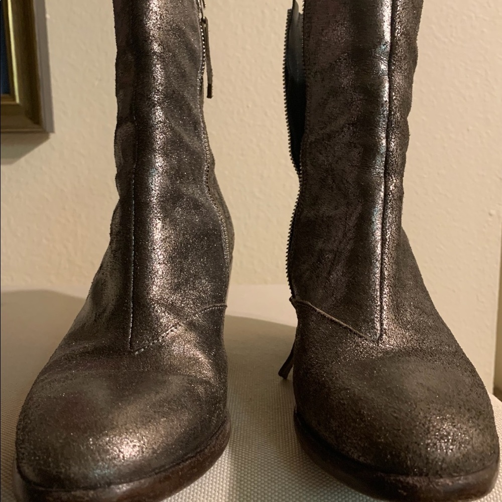 Ernesto Dolani Burnt Silver Booties With Zipper Size 37 - Picture 1 of 5